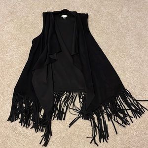 Black suede fringe vest
